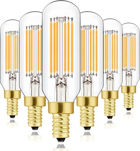 E12 LED Bulb,100 watt Equivalent Candelabra Dimmable Chandelier Light Bulbs 8W 2700K Warm White Clear 800lm T6 E12 LED Edison Filament Vintage Candle Bulb with Decorative,3.7inch,6-Pack in Kuwait