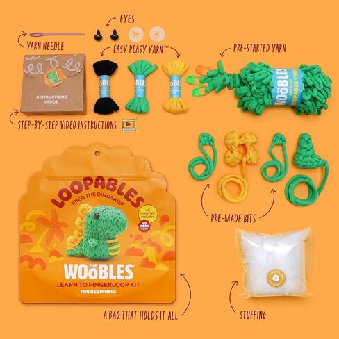 The Woobles Crochet Kit for Beginners with Easy Peasy Loopable Yarn, As Seen on Shark Tank - Easy Arts and Crafts Knitting & Crochet Animals Kit with Step-by-Step Video Tutorials (JoJo The Bunny) in Kuwait