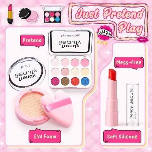 محفظة للأطفال الصغار للفتيات الصغيرات، مجموعة ألعاب مكياج للعب التظاهري للأطفال الصغار من سن 3 إلى 5 سنوات مع لعبة قطيفة/ هاتف/ محفظة، محفظة أطفالي الأولى هدايا عيد ميلاد للأميرة لعمر 3 4 5 6 7 8 سنوات من الفتيات الصغيرات in Kuwait