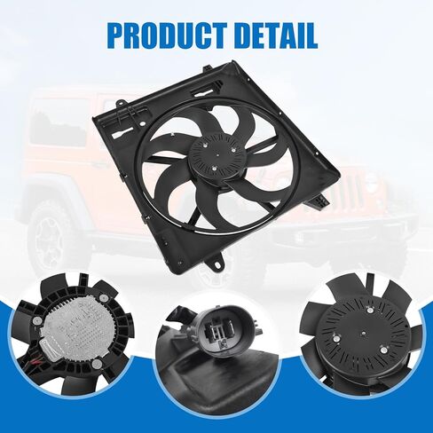 JDMSPEED Engine Cooling Radiator Fan Assembly Compatible with 2012-2017 Jeep Wrangler 2018 Wrangler JK 3.6L Replace#621-601 68143894AA 68143894AB in Saudi Arabia