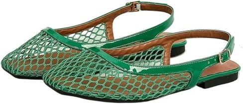 Women's Mesh Ballet Flats， Mary Jane Fishnet Flat Shoes， Breathable Metal Buckle Causal Dress Shoes in Kuwait