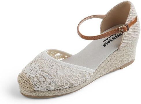 FEVERSOLE Close Toe Espadrilles Women's Comfort Breathable Mid Heel Wedge Spring Summer Tropical Dress Shoes in Saudi Arabia