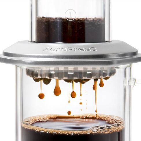 AeroPress Premium Coffee Press, Glass, Stainless Steel & Aluminum Coffee Maker, all-in-One French Press, Pour-Over & Espresso-Style manual brewer, 2 min brew for less bitterness, more flavor (Black) in Kuwait