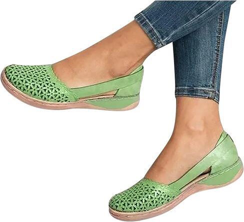 Womens Closed Toe Sandals Hollow Out Wedge Sandals Vintage Slip On Platform Loafers Walking Travel Oxfords Ballet Flats in Saudi Arabia