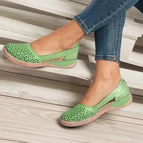 Womens Closed Toe Sandals Hollow Out Wedge Sandals Vintage Slip On Platform Loafers Walking Travel Oxfords Ballet Flats in Saudi Arabia