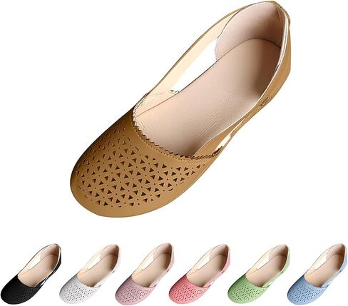 Womens Closed Toe Sandals Hollow Out Wedge Sandals Vintage Slip On Platform Loafers Walking Travel Oxfords Ballet Flats in Saudi Arabia