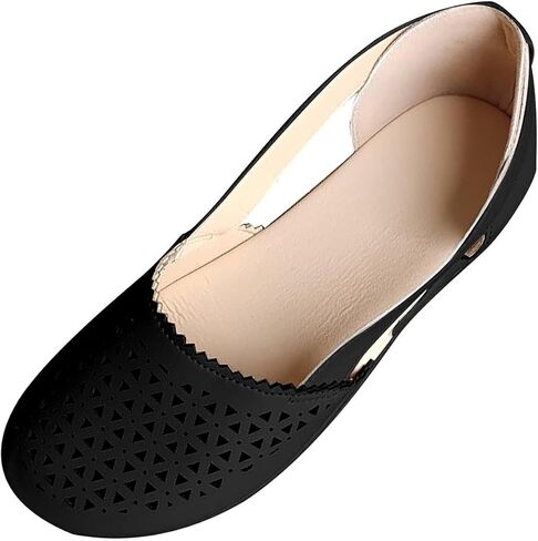 Womens Closed Toe Sandals Hollow Out Wedge Sandals Vintage Slip On Platform Loafers Walking Travel Oxfords Ballet Flats in Saudi Arabia
