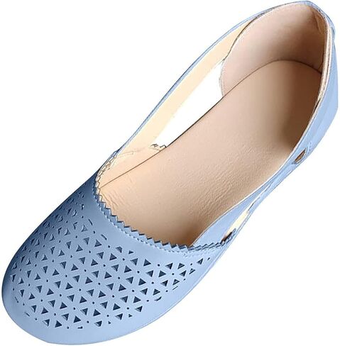 Womens Closed Toe Sandals Hollow Out Wedge Sandals Vintage Slip On Platform Loafers Walking Travel Oxfords Ballet Flats in Saudi Arabia
