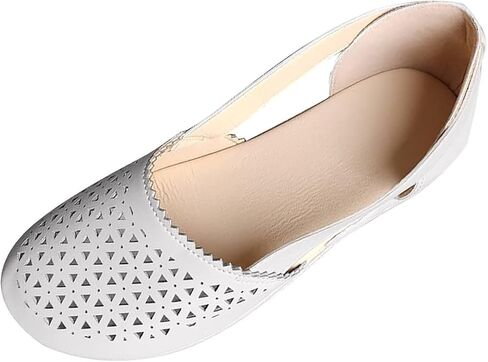Womens Closed Toe Sandals Hollow Out Wedge Sandals Vintage Slip On Platform Loafers Walking Travel Oxfords Ballet Flats in Saudi Arabia