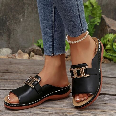 Women's Wedge Sandals Slip On Dressy Sandals Summer Comfortable Lightweight Memory Foam Walking Flatform Wedge Casual Sandal in Saudi Arabia