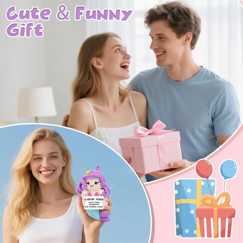 Hoedia Cute Funny Mermaid Gifts for Girlfriend, Wife, Couples, Mom, Positive Crochet Mermaid Office/Home Decor with Wooden Base, Love Gifts for Mother's Day, Easter, Anniversary, Birthday in Kuwait