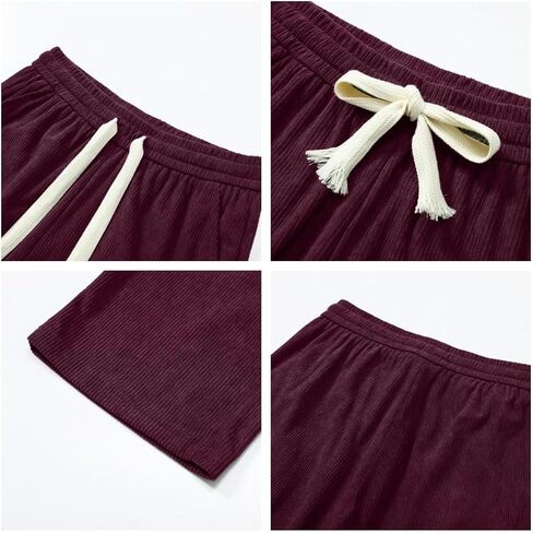 Men's Red Wide Leg Corduroy Pants - Baggy Casual Trousers, Elastic Waist Ribbed Pants for Indoor & Outdoor in Saudi Arabia
