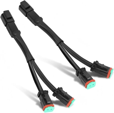 wzp 2pcs 2pin الألمانية DT dtp الأسلاك تسخير محولات موصلات الفواصل، للماء y-شكل مزدوج تسخير الخائن، العالمي لمكعبات أدى ضوء العمل أدى ضوء بار جراب الضباب أضواء القيادة in Saudi Arabia