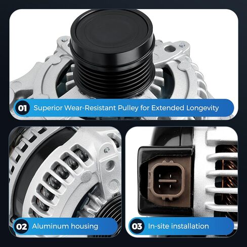 Alternator 11385N Replacement for 1.8L L4 Toyota Corolla 2009-2011, Matrix 09-10, Pontiac Vibe 09-10, Scion xD 08-14,11385, 12897, 270600T040, AL3370X in Kuwait
