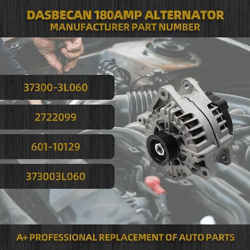 Dasbecan 37300-3L060 Alternator 180Amp Compatible with Hyundai Palisade 2020-2025 KIA Telluride 2020-2024 3.8L 13.5V Replaces# 2722099 601-10129 373003L060 in Saudi Arabia