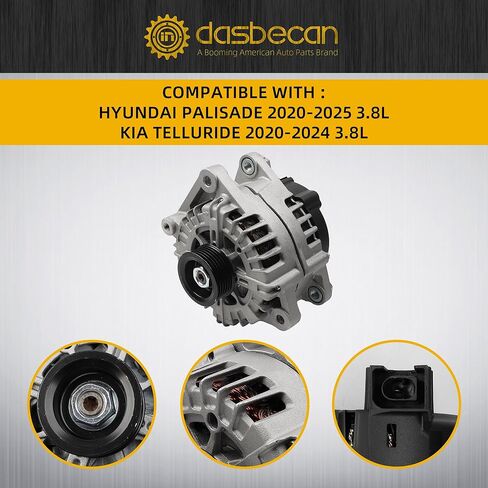 Dasbecan 37300-3L060 Alternator 180Amp Compatible with Hyundai Palisade 2020-2025 KIA Telluride 2020-2024 3.8L 13.5V Replaces# 2722099 601-10129 373003L060 in Saudi Arabia