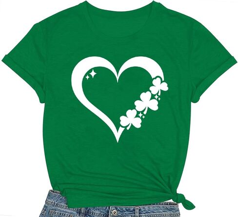 قمصان عيد القديس باتريك للنساء قميص Lucky Irish Shamrock بأكمام قصيرة لعيد القديس باتريك in Kuwait