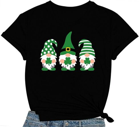 St Patricks Day Shirts for Women Lucky Irish Shamrock Shirt St Pattys Day Short Sleeve in Saudi Arabia