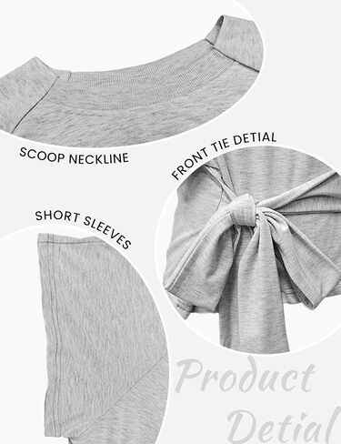 Womens Summer Wrap Top Short Sleeves Tee Shirts Workout Top Crewneck Tie Front Tops Sweatshirt Fashion Clothes in Saudi Arabia