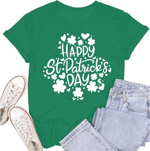 Womens St Patricks Day Shirt Lucky Shamrock Paddy's Day T-Shirt Irish Clover Tee Tops in Saudi Arabia