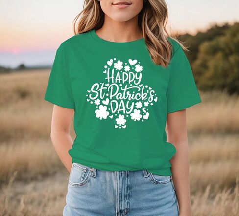 Womens St Patricks Day Shirt Lucky Shamrock Paddy's Day T-Shirt Irish Clover Tee Tops in Saudi Arabia