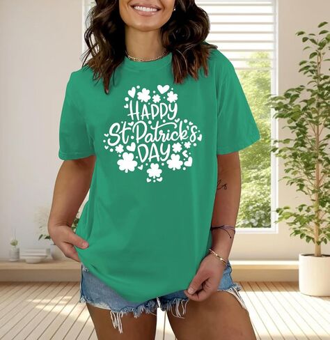Womens St Patricks Day Shirt Lucky Shamrock Paddy's Day T-Shirt Irish Clover Tee Tops in Saudi Arabia