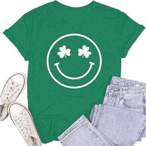 Womens St Patricks Day Shirt Lucky Shamrock Paddy's Day T-Shirt Irish Clover Tee Tops in Saudi Arabia