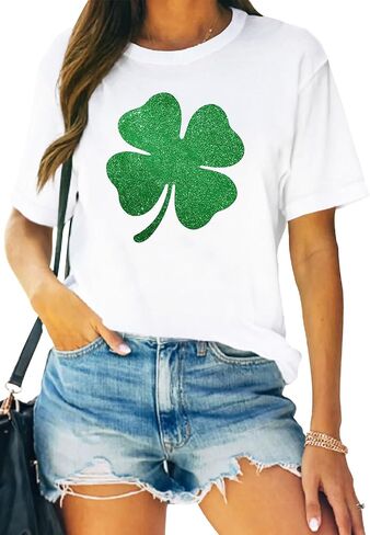 Womens St Patricks Day Shirt Lucky Shamrock Paddy's Day T-Shirt Irish Clover Tee Tops in Saudi Arabia