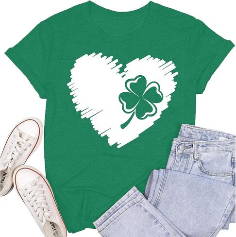 Womens St Patricks Day Shirt Lucky Shamrock Paddy's Day T-Shirt Irish Clover Tee Tops in Saudi Arabia