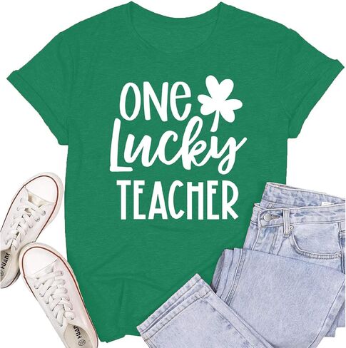 Womens St Patricks Day Shirt Lucky Shamrock Paddy's Day T-Shirt Irish Clover Tee Tops in Saudi Arabia