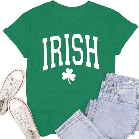 Womens St Patricks Day Shirt Lucky Shamrock Paddy's Day T-Shirt Irish Clover Tee Tops in Saudi Arabia