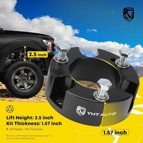 YHTAUTO طقم رفع التسوية الأمامية مقاس 2.5 بوصة متوافق مع 2019-2023 Ford Ranger، 4WD/RWD، طقم تسوية تعليق فواصل الألومنيوم مع مجموعة أدوات مكونة من 2 in Kuwait