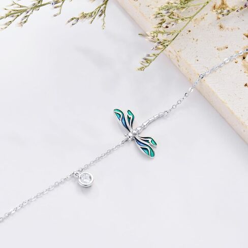 Sterling Silver 0.15 carat Lab Grown Diamond Dragonfly Bracelet for Women, Animal Hand Jewelry Gifts for Her, 6.5-8.5 Inches in Saudi Arabia