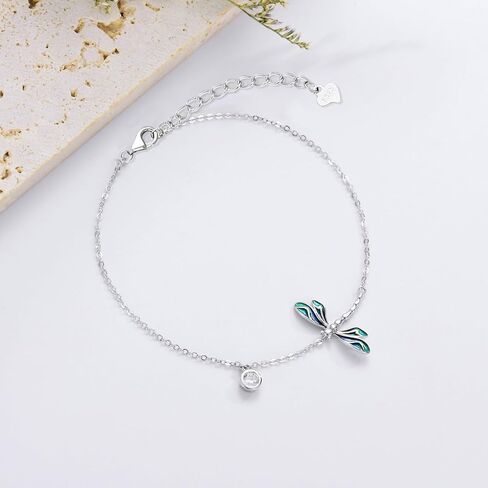 Sterling Silver 0.15 carat Lab Grown Diamond Dragonfly Bracelet for Women, Animal Hand Jewelry Gifts for Her, 6.5-8.5 Inches in Saudi Arabia