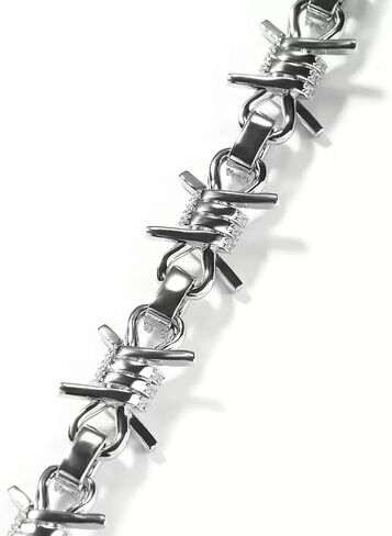 Luxury Barbed Wire Chain Bracelet, Iced Out CZ Diamond, Gold/Silver Plated, Hip Hop Style Link Bracelet in Saudi Arabia