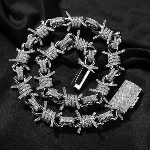Luxury Barbed Wire Chain Bracelet, Iced Out CZ Diamond, Gold/Silver Plated, Hip Hop Style Link Bracelet in Saudi Arabia