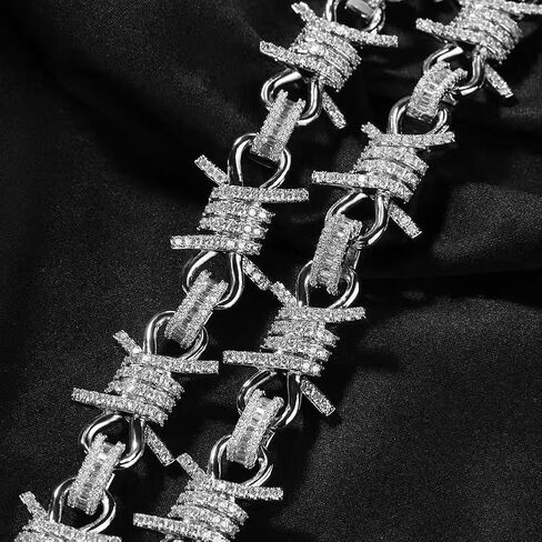 Luxury Barbed Wire Chain Bracelet, Iced Out CZ Diamond, Gold/Silver Plated, Hip Hop Style Link Bracelet in Saudi Arabia