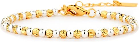 STORYJEWELLERY سوار معدني مختلط، أساور مطرزة للنساء، أساور بلونين للنساء، سوار قابل للتكديس مطلي بالفضة والذهب، مجوهرات معدنية مختلطة، هدايا لها in Saudi Arabia