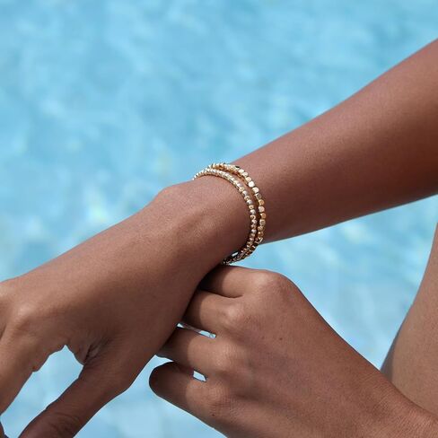STORYJEWELLERY سوار معدني مختلط، أساور مطرزة للنساء، أساور بلونين للنساء، سوار قابل للتكديس مطلي بالفضة والذهب، مجوهرات معدنية مختلطة، هدايا لها in Saudi Arabia