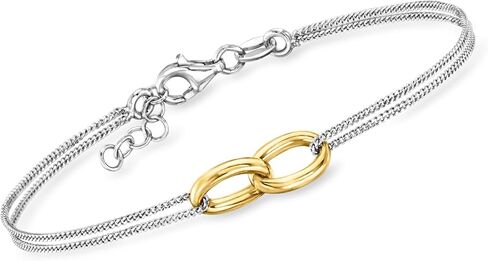 Pure Collection by Ross-Simons Italian 18kt Gold Over Sterling and Sterling Silver Interlocking Oval Bracelet in Saudi Arabia