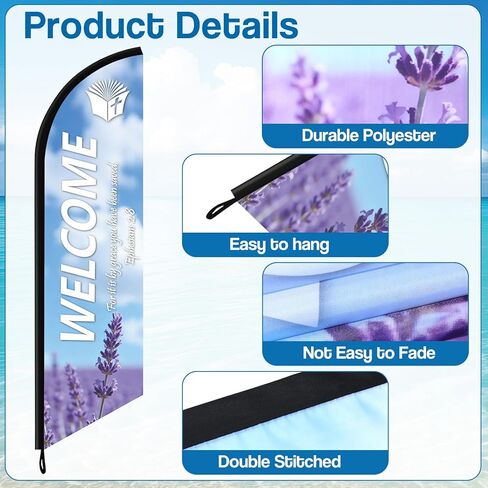 4 Pcs Welcome Feather Flag with Scripture Spring Church Banners Flag with Flowers Scenery Inspirational Religious Praise Banner Sign for Spring Easter Outdoor Yard Christian School Festival Decor in Saudi Arabia