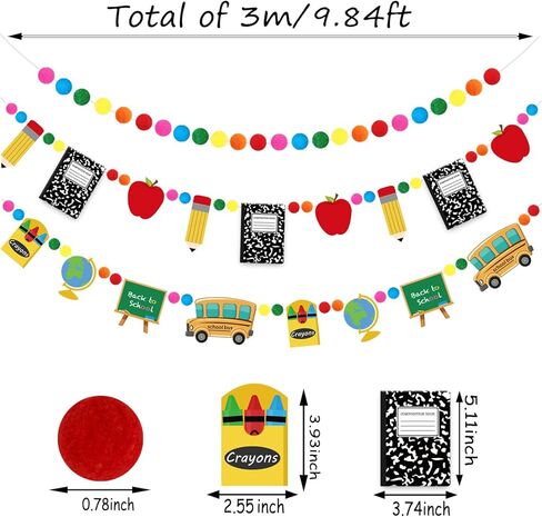 3 قطع من Doumeny لافتة كرة من اللباد للعودة إلى المدرسة، قلم رصاص من Apple Notebook، لافتة من اللباد للترحيب بالعودة إلى المدرسة، لافتة زينة للفصل الدراسي للمنزل، اليوم الأول من لوازم الحفلات المدرسية in Kuwait