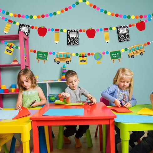 3 قطع من Doumeny لافتة كرة من اللباد للعودة إلى المدرسة، قلم رصاص من Apple Notebook، لافتة من اللباد للترحيب بالعودة إلى المدرسة، لافتة زينة للفصل الدراسي للمنزل، اليوم الأول من لوازم الحفلات المدرسية in Kuwait