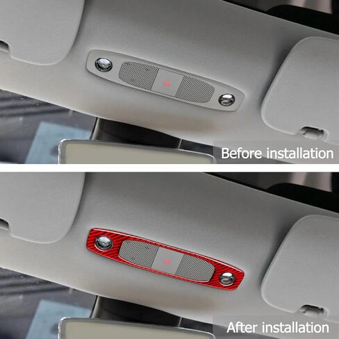 Carbon Fiber Front Roof Reading Light Frame Trim Cover Compatible with Tesla Model 3 2017 2018 2019 2020 2021 2022 Interior Accessories Red in Saudi Arabia