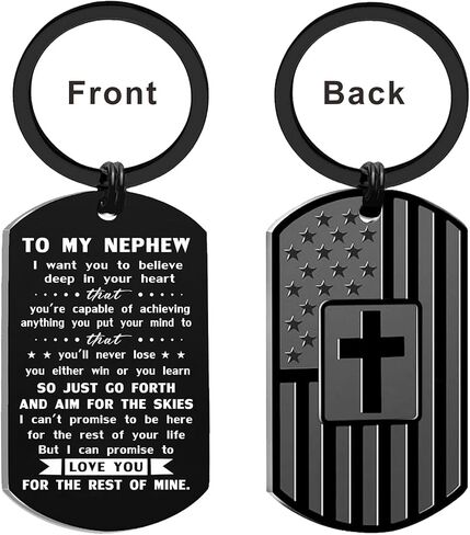 To My Nephew Birthday Gifts for Teen Boys Fathers Day Graduation Christmas, Metal Engraved Keychain in Kuwait
