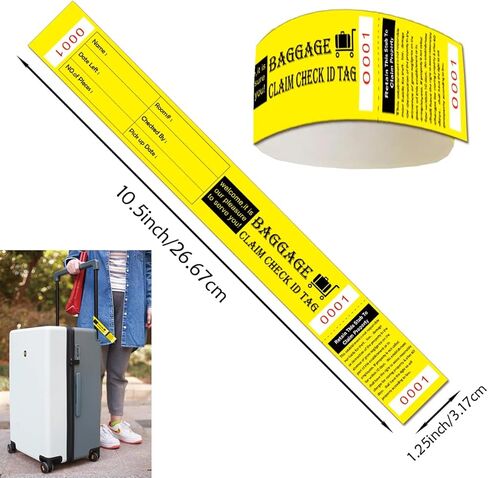 1000 Pcs Yellow Hotel Bag Identification Tags with Transfer Tape on Back Bag Claim Check Tag Luggage ID Tags Numbering from 0000 to 0999 for Hotel and Motel Suitcase Storage in Saudi Arabia