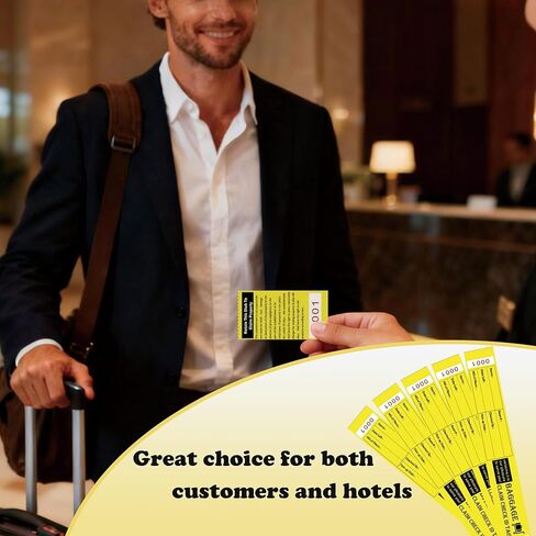 1000 Pcs Yellow Hotel Bag Identification Tags with Transfer Tape on Back Bag Claim Check Tag Luggage ID Tags Numbering from 0000 to 0999 for Hotel and Motel Suitcase Storage in Saudi Arabia