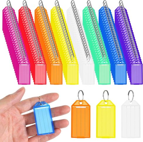200 Pcs Plastic Key Tags with Labels, Key Labels with Ring and Label Window, Keys Identifiers for Luggage, Colored Keys Tags USB Drive, Backpack,8 Assorted Colors in Saudi Arabia