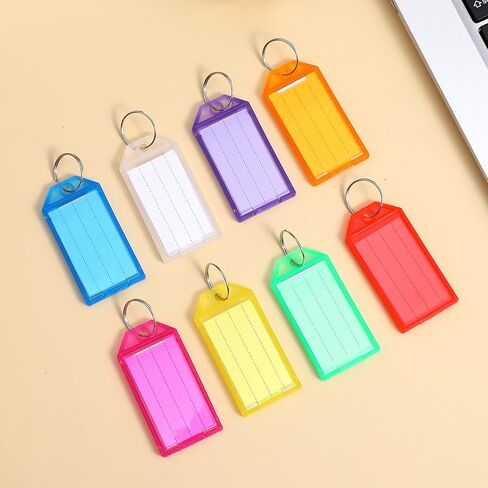200 Pcs Plastic Key Tags with Labels, Key Labels with Ring and Label Window, Keys Identifiers for Luggage, Colored Keys Tags USB Drive, Backpack,8 Assorted Colors in Saudi Arabia