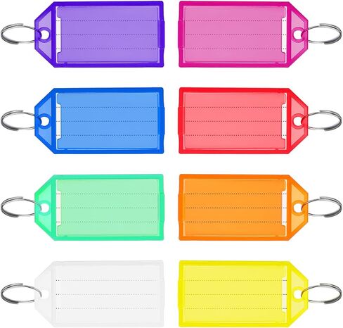 200 Pcs Plastic Key Tags with Labels, Key Labels with Ring and Label Window, Keys Identifiers for Luggage, Colored Keys Tags USB Drive, Backpack,8 Assorted Colors in Saudi Arabia